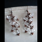 Clear crystal beads with copper chain earrings